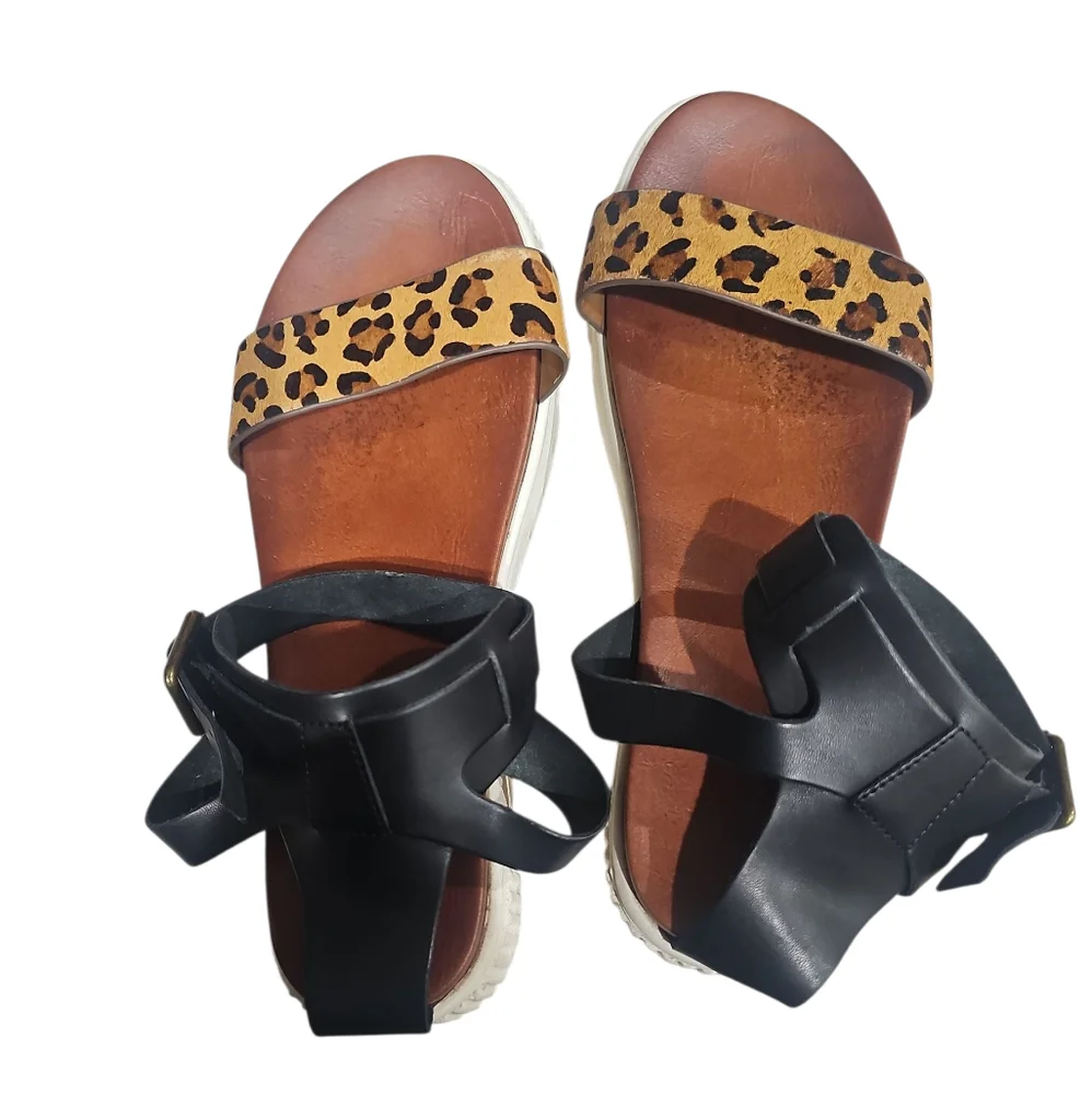 MIA Lunna Leopard Platform Sandals. Sz 9 Preowned